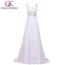 Grace Karin Robe de mariée en marbrure de robe de mariée Robe de mariée en cristal blanc robe de noiva Chiffon CL4469